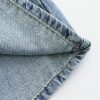 Women Wearing Streetwear High Waist Pocket Design Long Denim Skirt