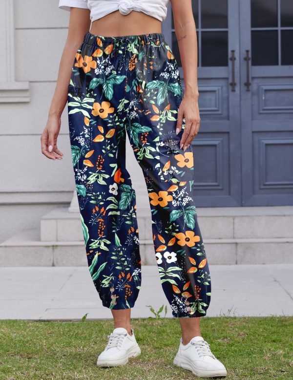 Women Capri Pants Lounge Drawstring High Elastic Waist Wide Leg Quick Dry Pants Cinch Bottom Trousers