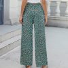 Women High Waist Casual Pants Elastic Wide Leg Summer Beach Palazzo Trousers with Pockets Lightweight Comfy