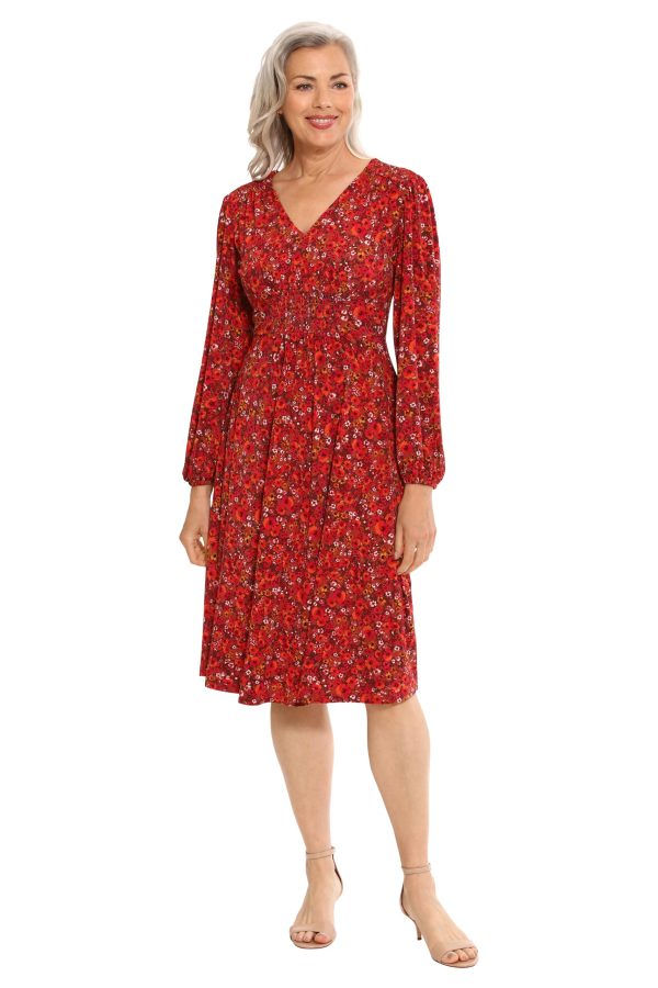 Women's Smocked Empire Waist Fit and Flare Dress