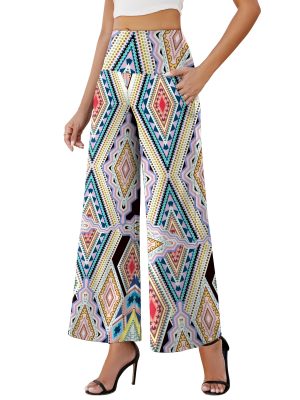 Women's Stretchy Wide Leg Palazzo Lounge Pants with Pockets Casual Comfy High Waist Palazzo Pants for Women Dressy