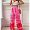 Women's Floral Wide Leg Pants Beach Vacation High Waist Boho Palazzo Trousers