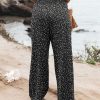 Womens Elastic High Waisted Palazzo Pants Casual Wide Leg Long Lounge Pant Trousers with Pocket