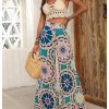 Women's Summer Wide Leg Floral Flowy Palazzo Pants High Waisted Beach Boho Trousers