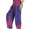 Women Harem Pant Boho Genie Aladdin Smocked Waist Yoga Trousers
