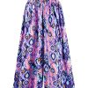 Women's Floral African Print Palazzo Pants Elastic High Waist Wide Leg Pants Flowy Yoga Loose Trousers