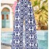 Women's High Waist Floral Wide Leg Palazzo Pants Flowy Travel Trousers