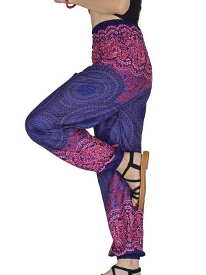 Women Harem Pant Boho Genie Aladdin Smocked Waist Yoga Trousers