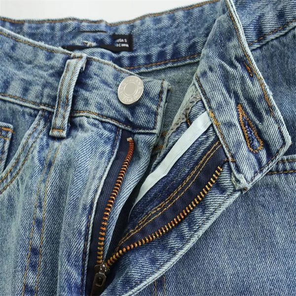 Women Wearing Streetwear High Waist Pocket Design Long Denim Skirt