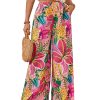 Women's Hawaiian Tropical Beach Palazzo Pants Flowy Boho Summer Wide Leg Trousers