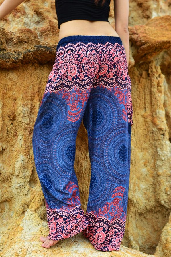 Women Harem Pant Boho Genie Aladdin Smocked Waist Yoga Trousers