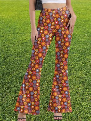 American Flag Flare Pants Women 4th of July Bell-Bottoms USA Wide Leg Pant Red Blue White Independence Day