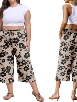 Womens Wide Leg High Waisted with Tie Belt Pockets Summer 2025 Vacation Pants