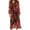 Women's Long Sleeve Chic and Versatile Chiffon Ruffle Faux Wrap Dress