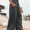 Womens Elastic High Waisted Palazzo Pants Casual Wide Leg Long Lounge Pant Trousers with Pocket