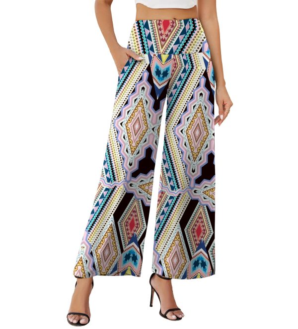 Women's Stretchy Wide Leg Palazzo Lounge Pants with Pockets Casual Comfy High Waist Palazzo Pants for Women Dressy