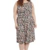 Women's Sleeveless Inset Waist Midi Fit and Flare Dress