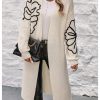 Women's Floral Pattern Cardigan Sweater Open Front Long Sleeve Loose Casual Outwear