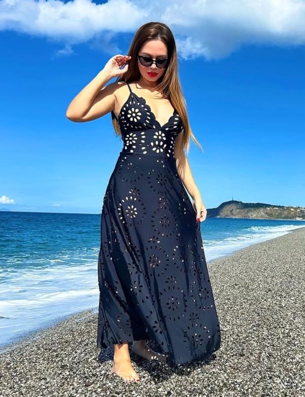 Women's One Piece Bathing Suit Petal Hollow V Neck Swimsuit and Skirt