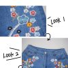 Womens Floral Embroidered Bell Bottom Jeans Stretchy Denim Flared Pants Mid Rise Vintage Bootcut Casual Trousers
