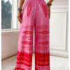 Women's Floral Wide Leg Pants Beach Vacation High Waist Boho Palazzo Trousers