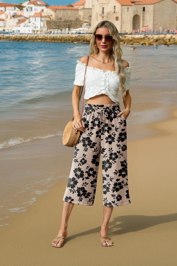 Womens Wide Leg High Waisted with Tie Belt Pockets Summer 2025 Vacation Pants