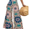 Women's Summer Wide Leg Floral Flowy Palazzo Pants High Waisted Beach Boho Trousers