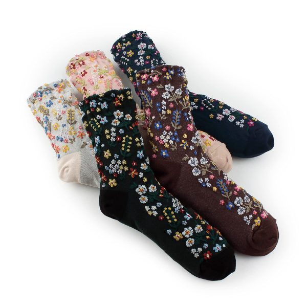 Women Floral Lovely Design Cotton Socks