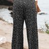 Womens Casual Loose Fit Palazzo Pants Elastic High Waist Lounge Long Pajama Wide Leg Trousers with Pocket