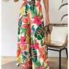 Women's Tropical Palazzo Pants Boho Summer Casual Wide Leg Flowy Trousers