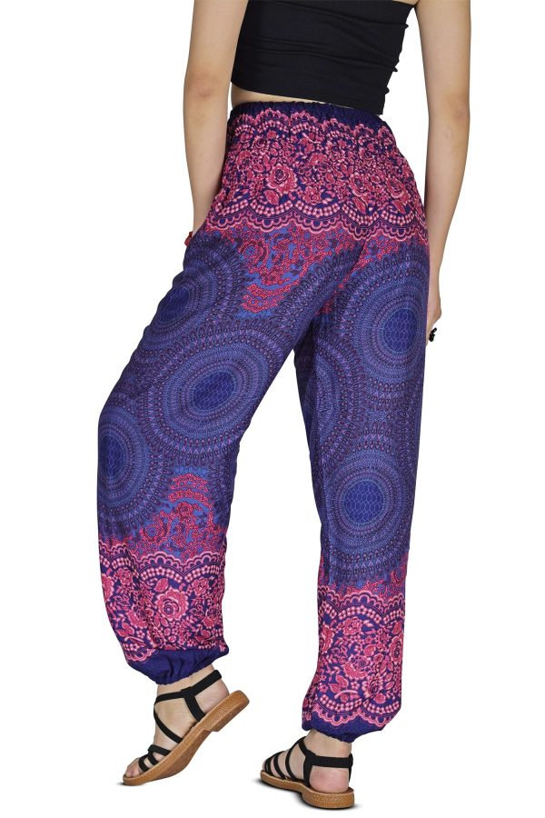 Women Harem Pant Boho Genie Aladdin Smocked Waist Yoga Trousers