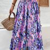 Women's Floral African Print Palazzo Pants Elastic High Waist Wide Leg Pants Flowy Yoga Loose Trousers