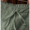 Women's Drawstring Drop Waist Floral Pants Straight Leg Linen Casual Trousers