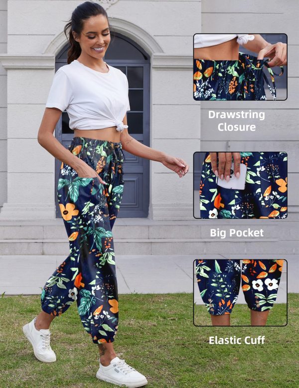 Women Capri Pants Lounge Drawstring High Elastic Waist Wide Leg Quick Dry Pants Cinch Bottom Trousers
