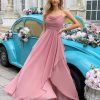Women's Bridesmaid Dresses 2025 with Slit Spaghetti Straps Formal Party Gowns A Line Maxi Dress PU162