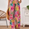 Women's Hawaiian Tropical Beach Palazzo Pants Flowy Boho Summer Wide Leg Trousers