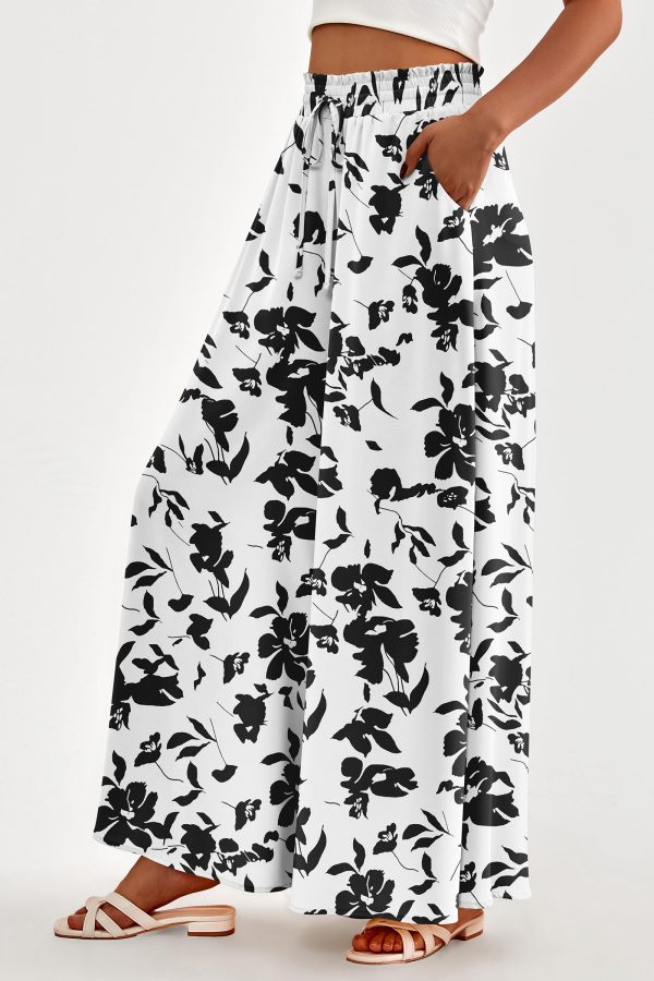 Women's 2025 Summer Wide Leg Palazzo Pants High Waisted Flowy Pockets Trendy Casual Lounge Boho Beach Trousers