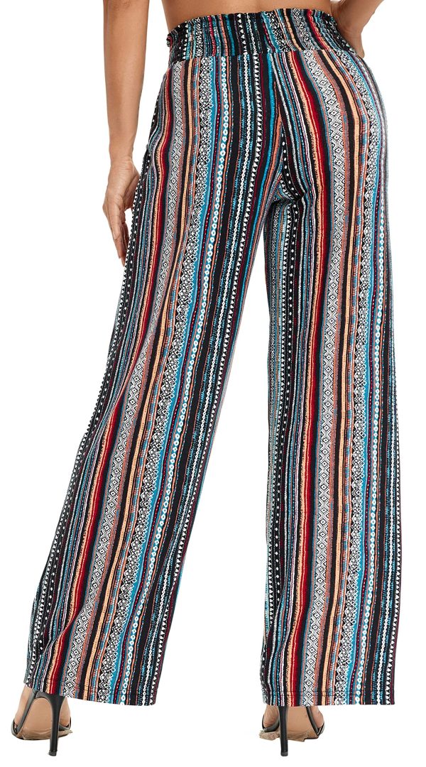 Women's Casual Wide Leg Floral Print Palazzo Lounge Pant Stretchy Boho Pants