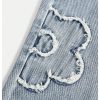 Girl's Bowknot Print Washed Jean Elastic Waist Denim Pants Straight Leg Trousers with Pockets