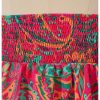 Women's Floral Tube Tops Strapless Tie Front Frill Peplum Shirred Boho Summer Bandeau Top