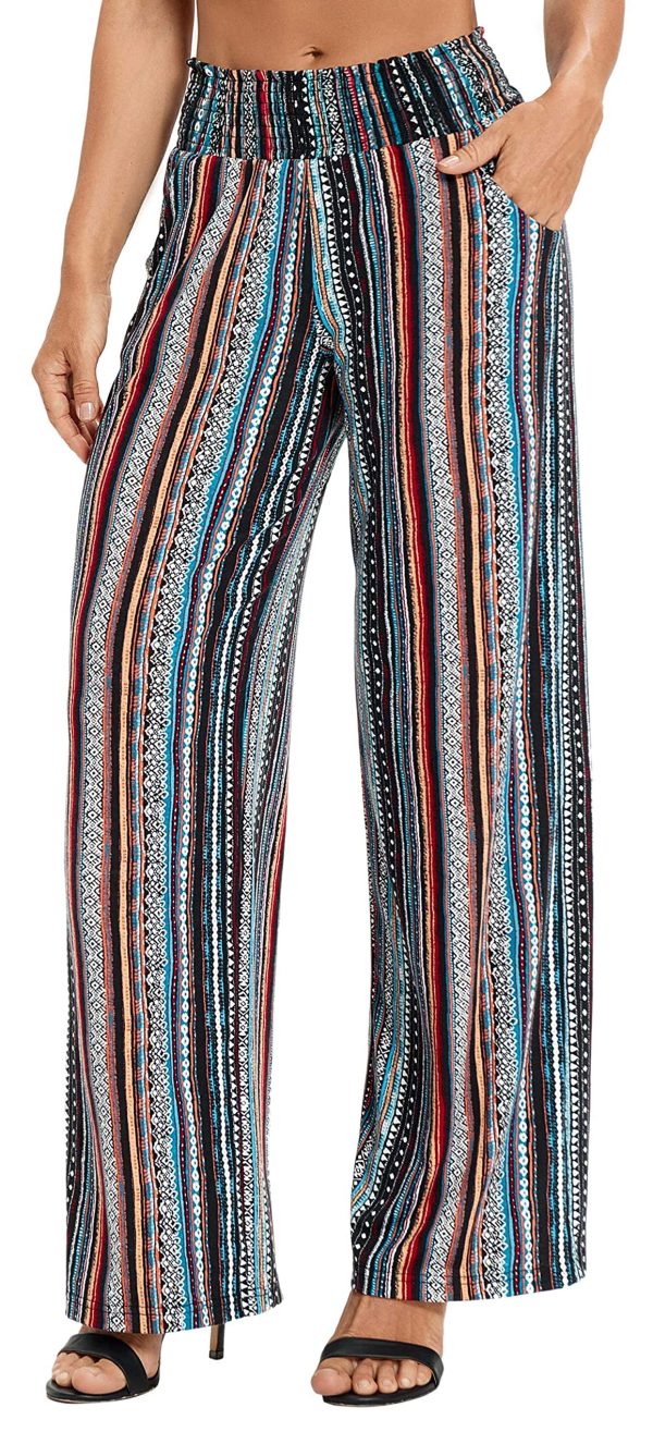 Women's Casual Wide Leg Floral Print Palazzo Lounge Pant Stretchy Boho Pants